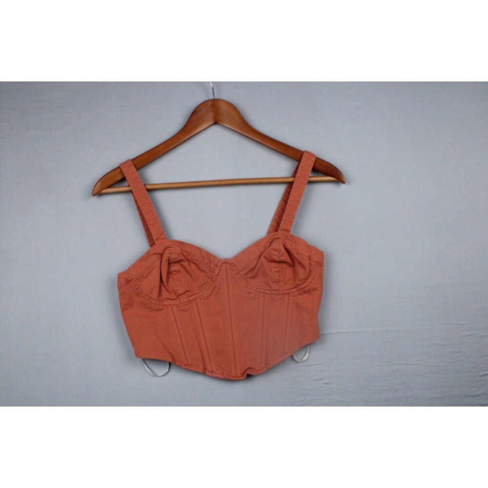 Forever 21 Corset Crop Top Orange Brown Size Small Slip On Elastic Back